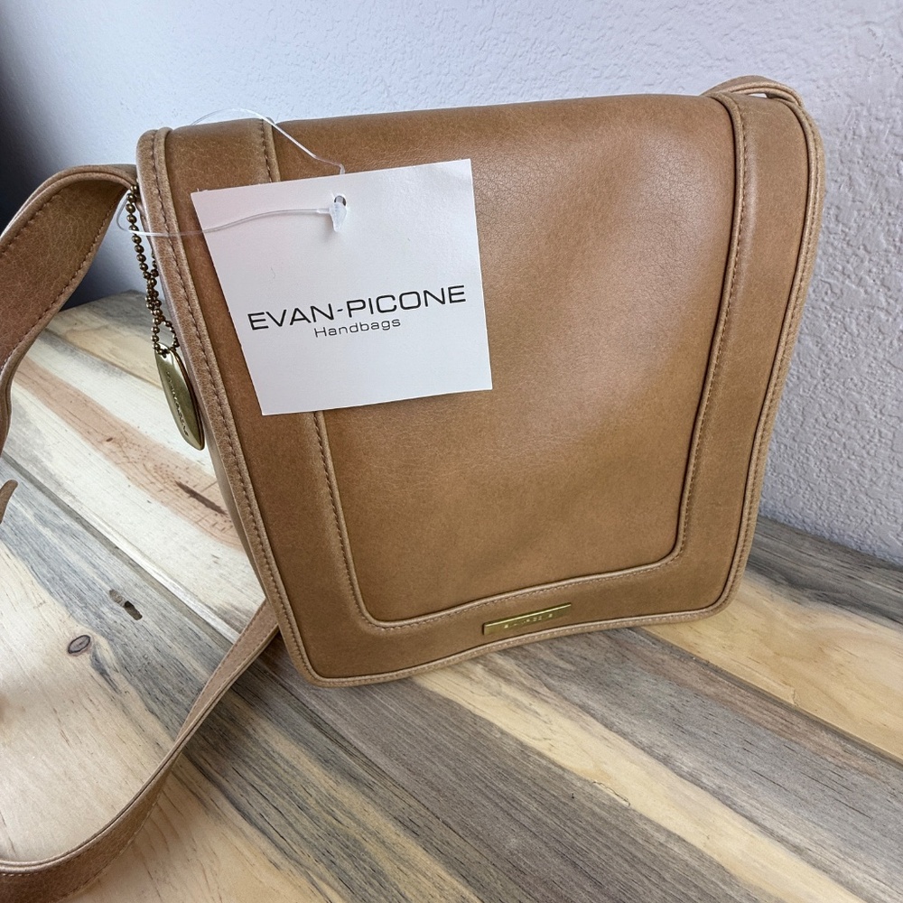 Vintage NWT Evan Picone Handbag Tan Vegan Faux Leather